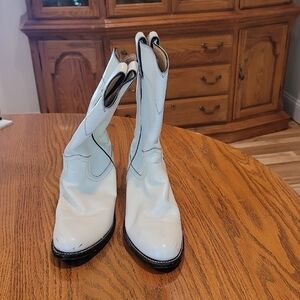 Justin Boots White Heeled Western Boots